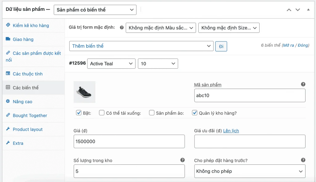 Hướng dẫn đăng sản phẩm có biến thể trong Woocommerce