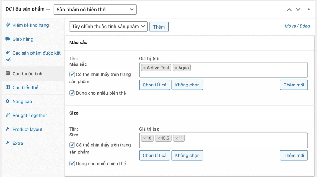 Hướng dẫn đăng sản phẩm có biến thể trong Woocommerce