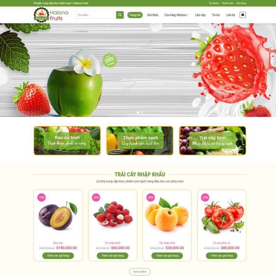 Theme WordPress bán trái cây, hoa quả nông sản