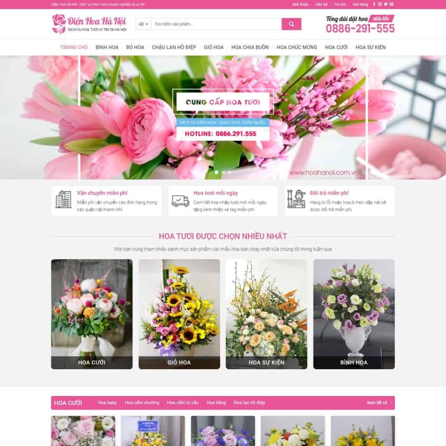 Theme WordPress cửa hàng bán hoa 02