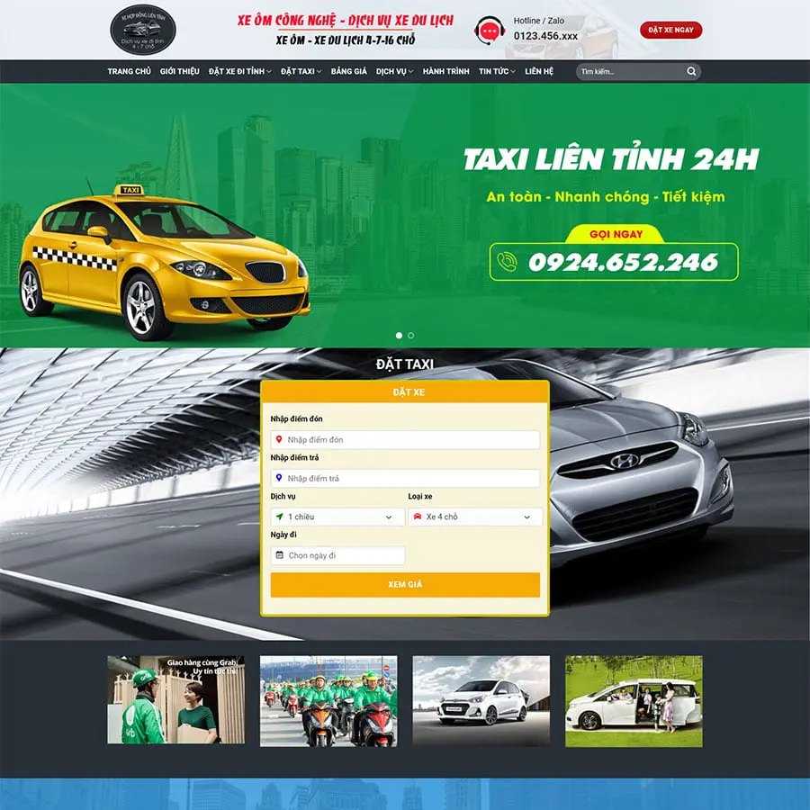 Theme WordPress thuê xe taxi có tính phí tự động