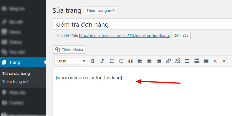 Chức năng theo dõi đơn hàng cho Woocommerce